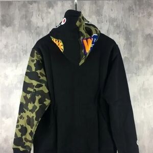 Bape Black and Green Camo Zip Up Sweater